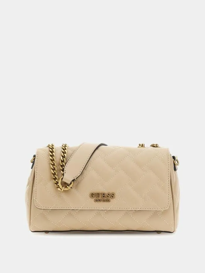 Women Gracelynn Quilted Crossbody Beige Guess Crossbody Bags