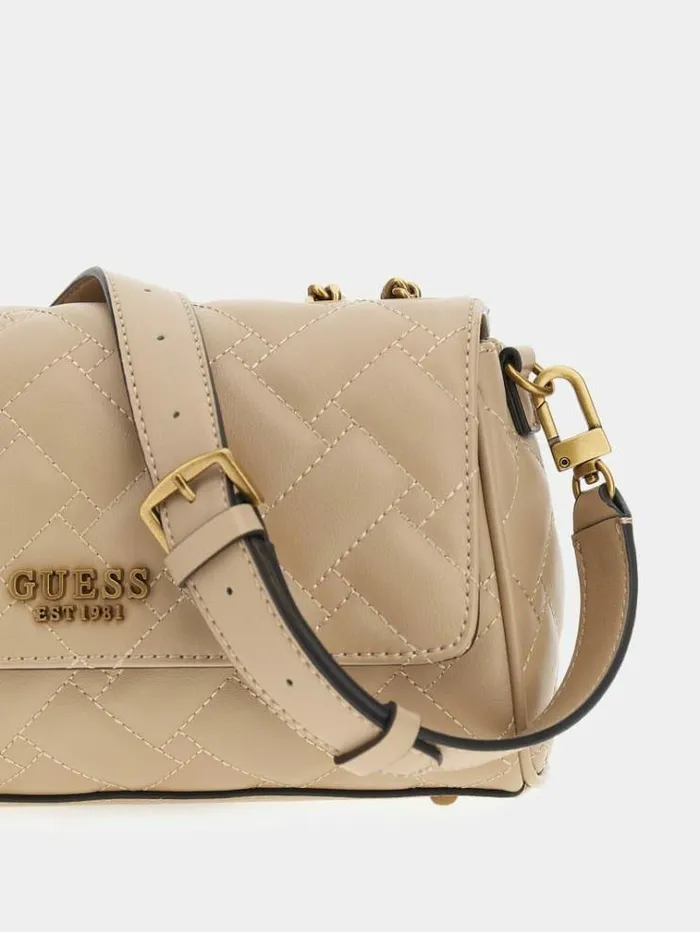 Women Gracelynn Quilted Crossbody Beige Guess Crossbody Bags