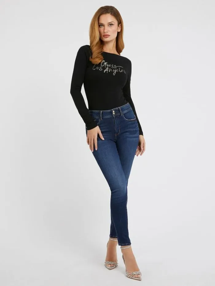 Women Graffiti Print Body Black Guess Tops And Shirts