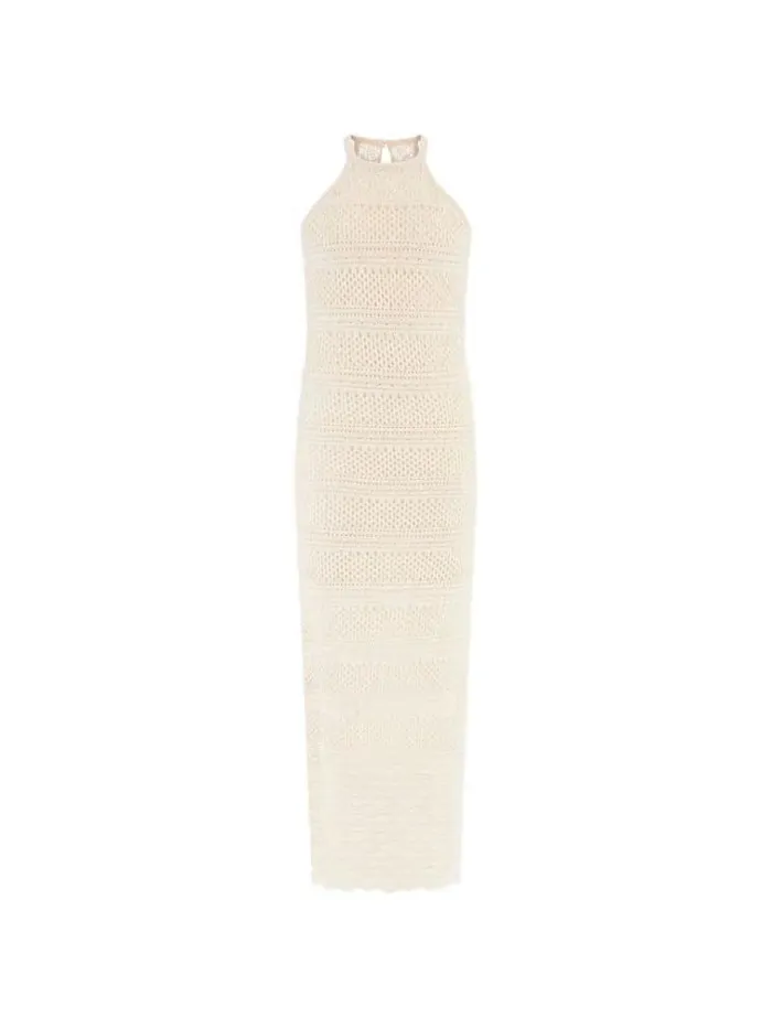 Women Halter Neck Sweater Long Dress Green Guess Dresses And Jumpsuits