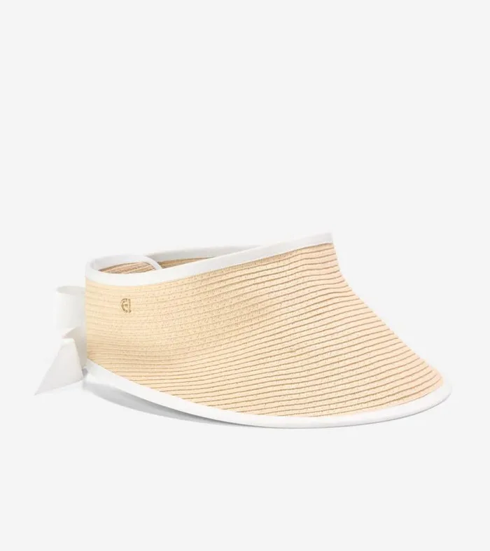Women Hats Cole Haan Packable Straw Visor Natural