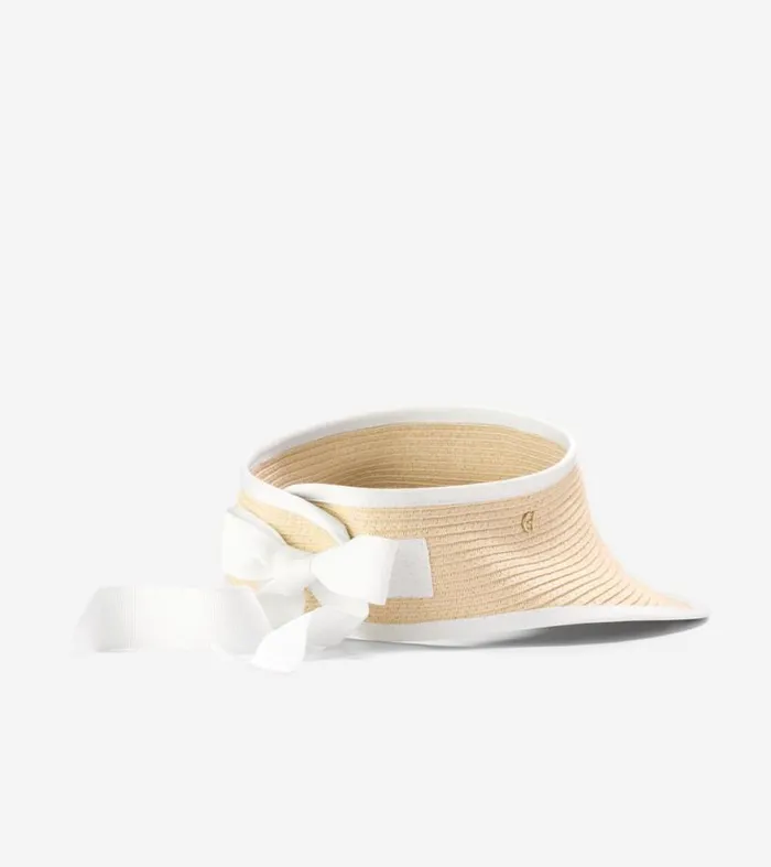 Women Hats Cole Haan Packable Straw Visor Natural