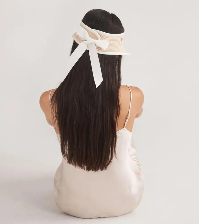 Women Hats Cole Haan Packable Straw Visor Natural