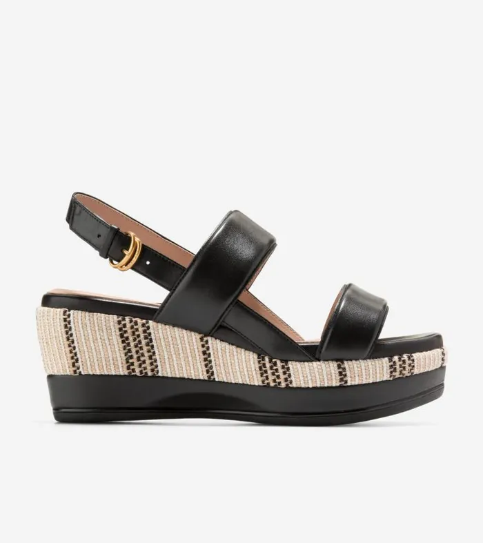 Women Heels and Pumps Cole Haan Aislin Wedge Sandals Blacknatural