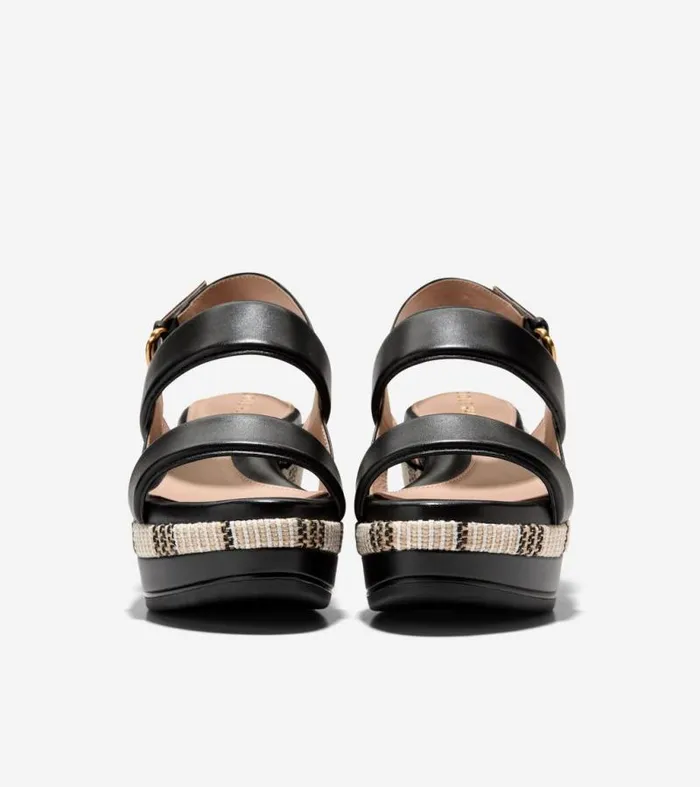 Women Heels and Pumps Cole Haan Aislin Wedge Sandals Blacknatural
