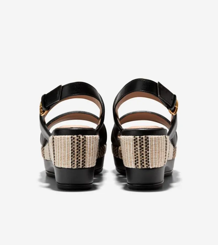 Women Heels and Pumps Cole Haan Aislin Wedge Sandals Blacknatural