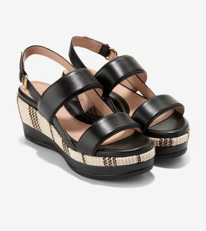 Women Heels and Pumps Cole Haan Aislin Wedge Sandals Blacknatural