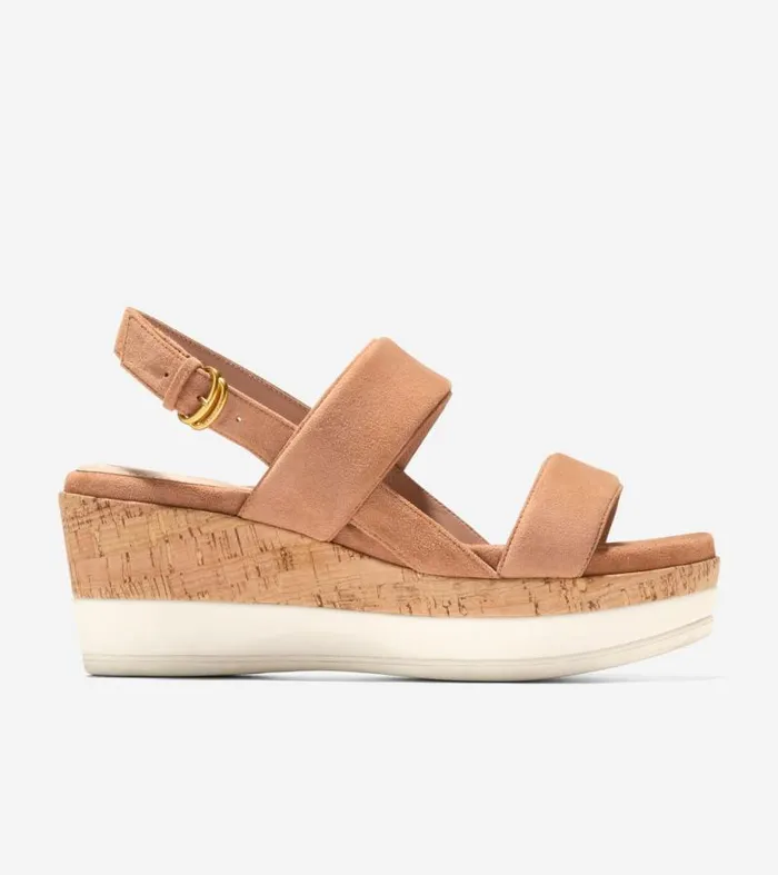 Women Heels and Pumps Cole Haan Aislin Wedge Sandals Caramelnatural