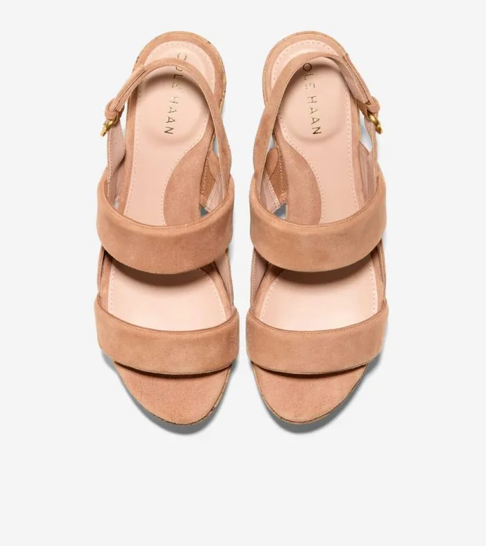 Women Heels and Pumps Cole Haan Aislin Wedge Sandals Caramelnatural