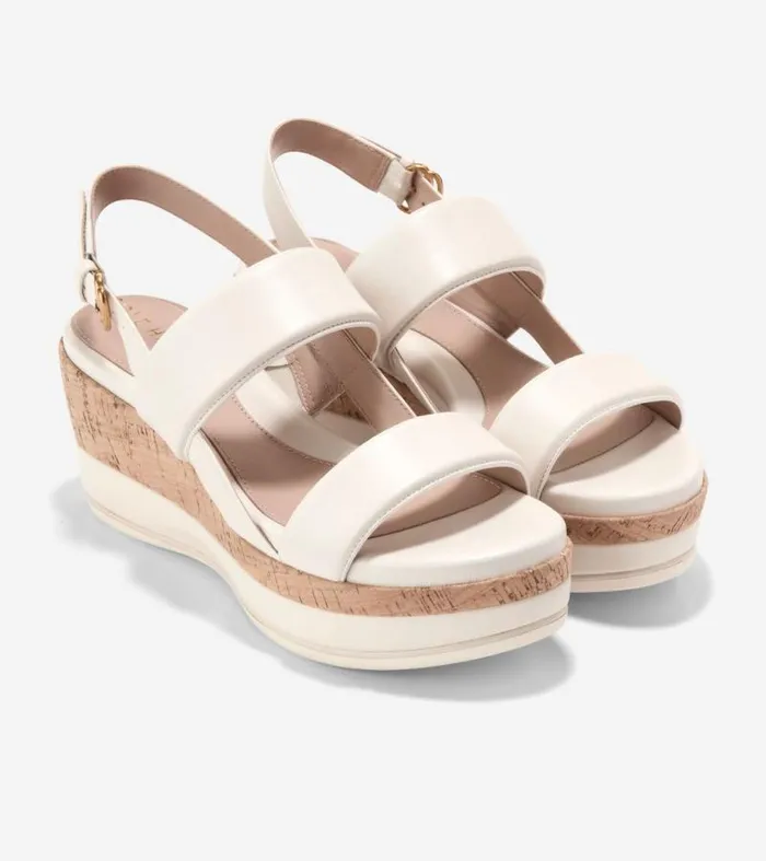 Women Heels and Pumps Cole Haan Aislin Wedge Sandals Ivorynatural
