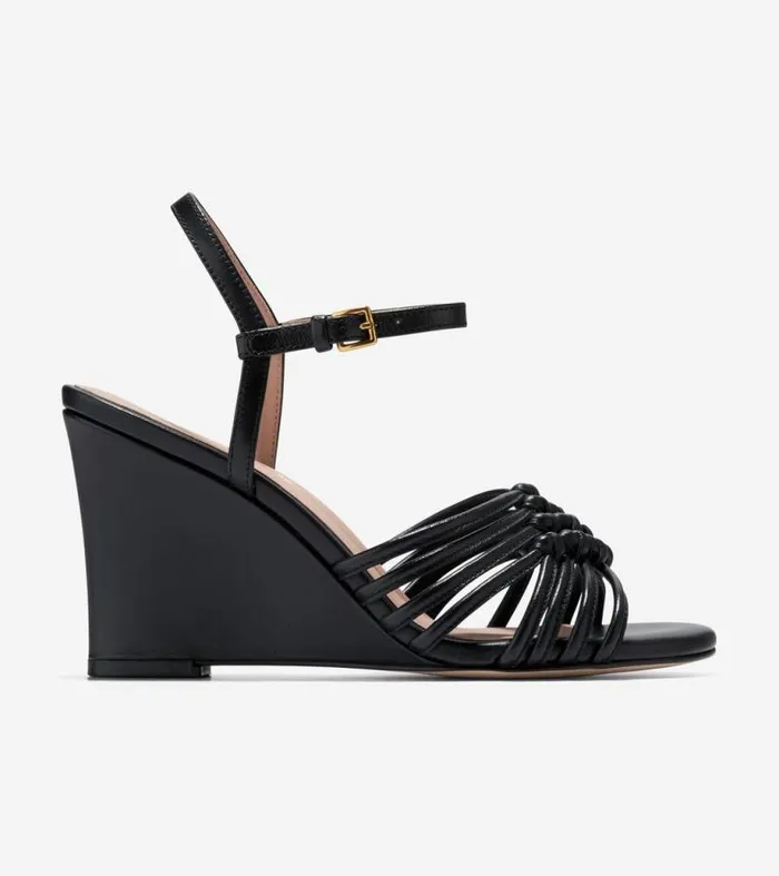 Women Heels and Pumps Cole Haan Jitney Knot Wedge Sandals Black