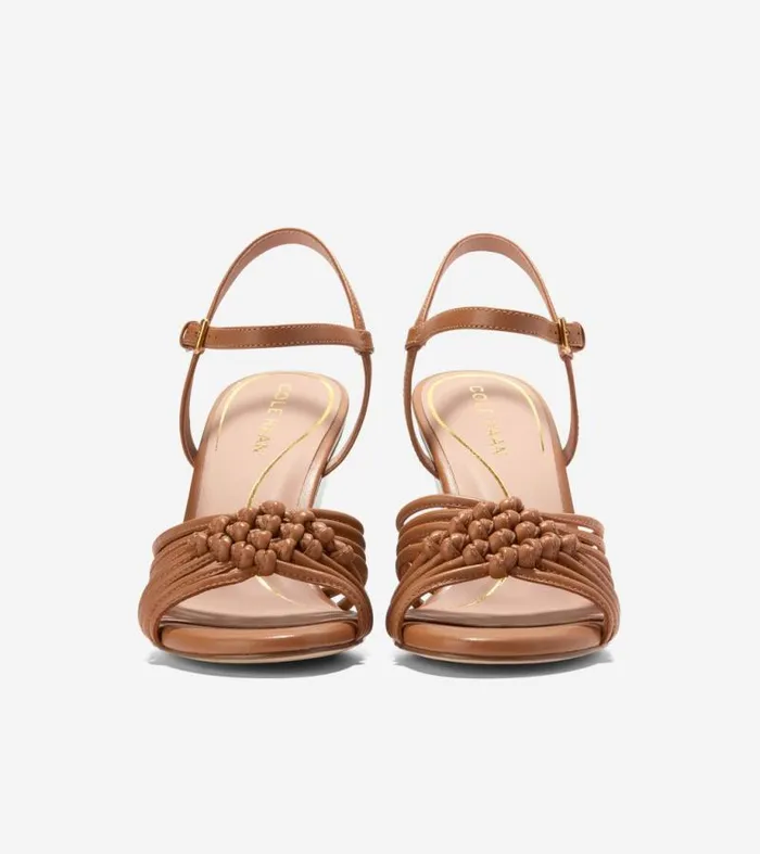 Women Heels and Pumps Cole Haan Jitney Knot Wedge Sandals Pecan Brown