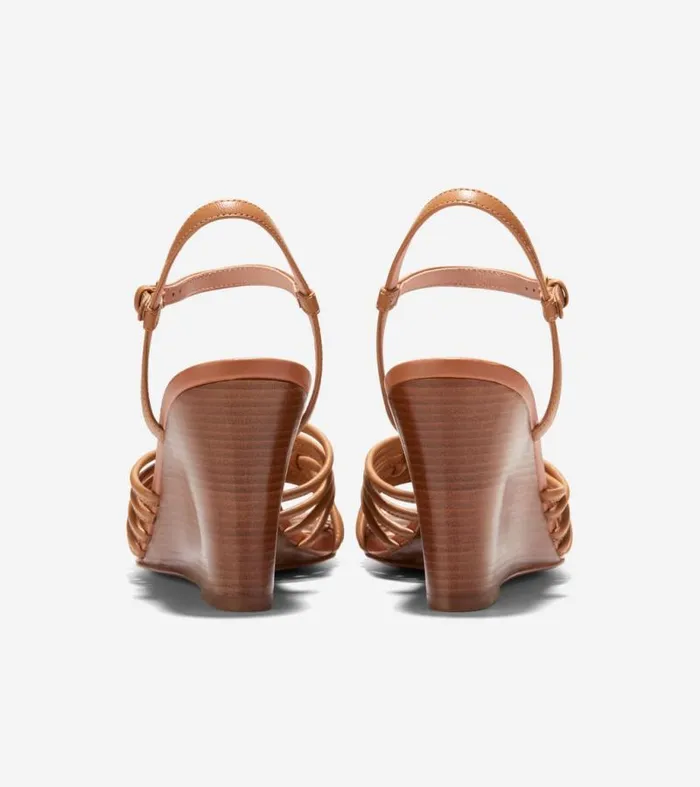 Women Heels and Pumps Cole Haan Jitney Knot Wedge Sandals Pecan Brown