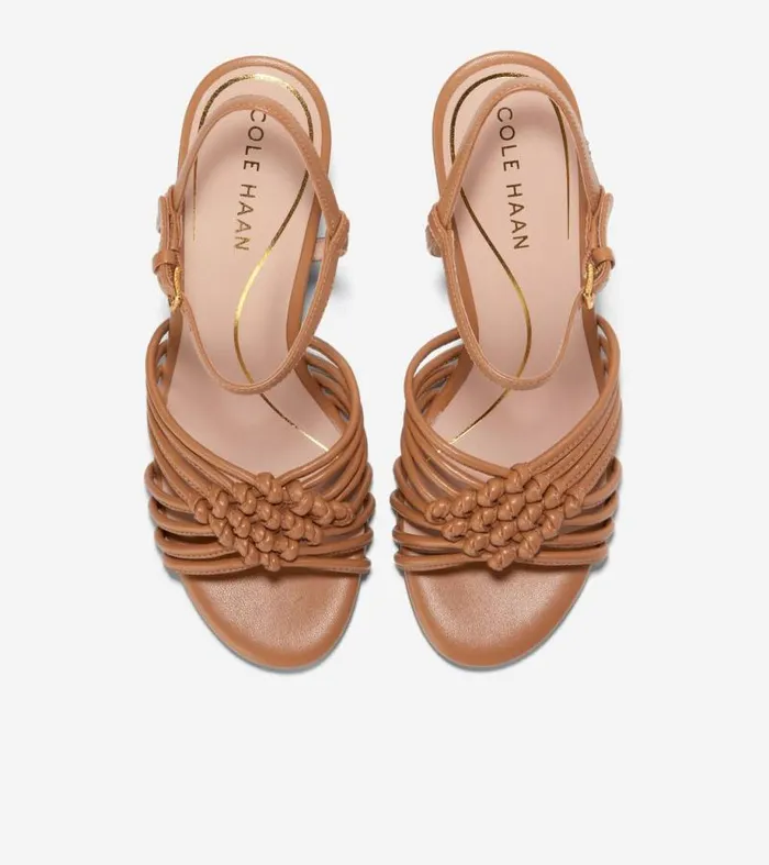 Women Heels and Pumps Cole Haan Jitney Knot Wedge Sandals Pecan Brown