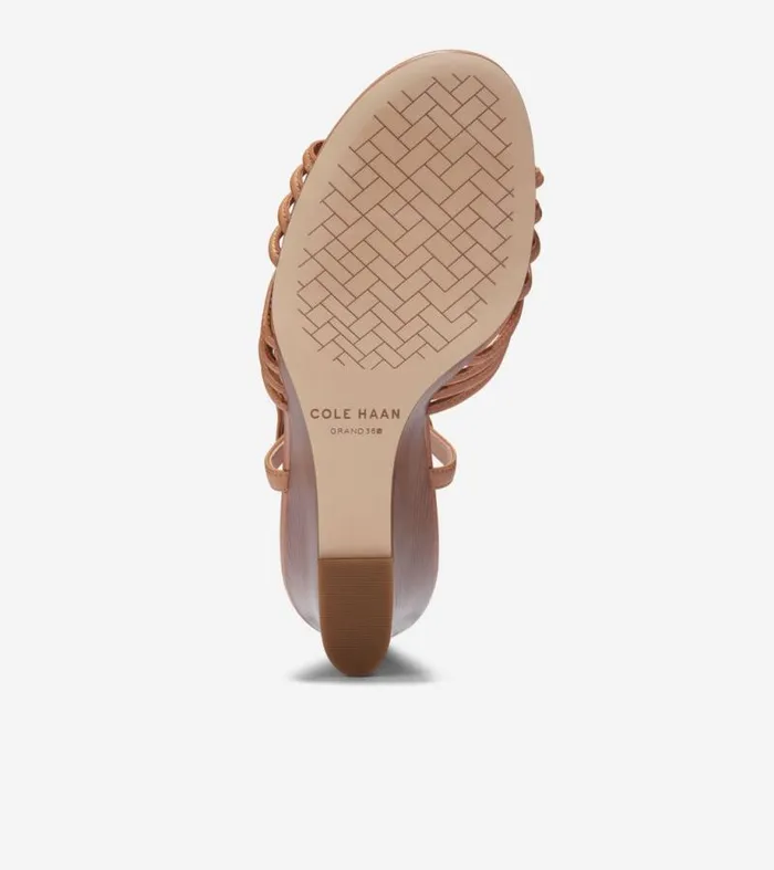 Women Heels and Pumps Cole Haan Jitney Knot Wedge Sandals Pecan Brown