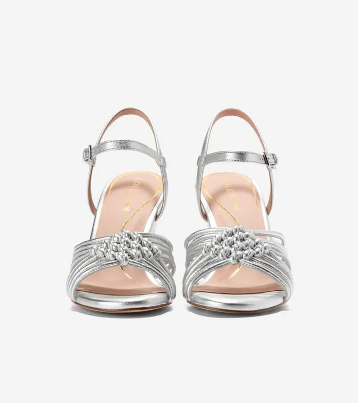 Women Heels and Pumps Cole Haan Jitney Knot Wedge Sandals Silver