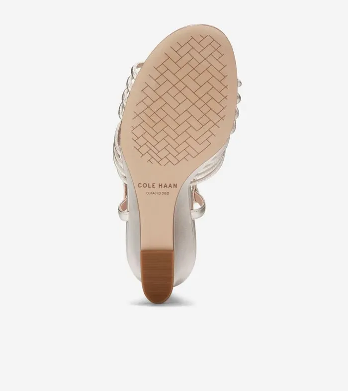 Women Heels and Pumps Cole Haan Jitney Knot Wedge Sandals Soft Gold