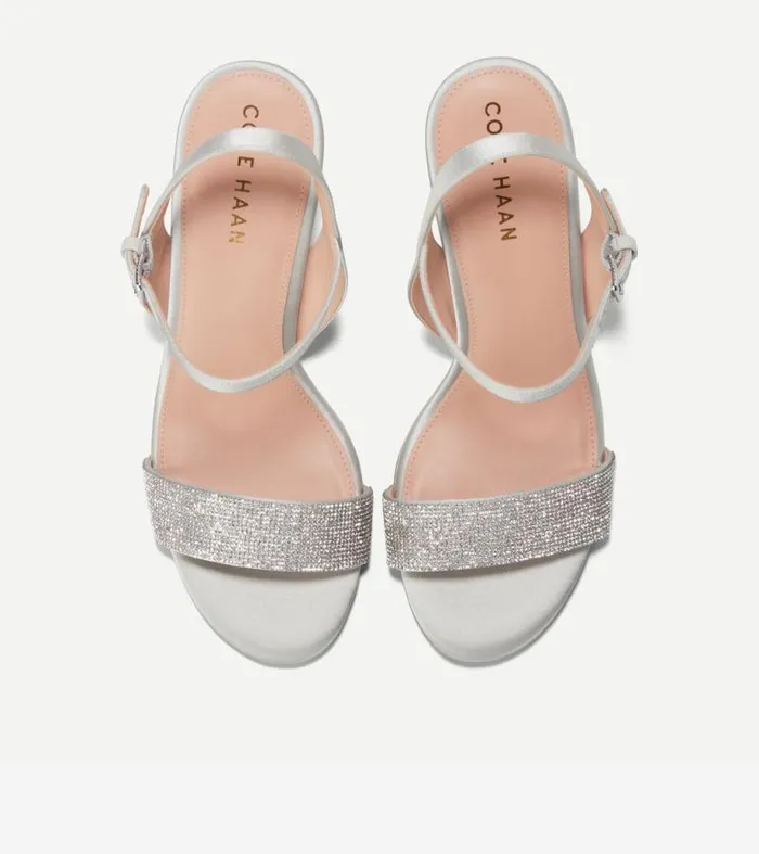 Women Heels and Pumps Cole Haan Josie Wedge Sandals All Over Crystalgray