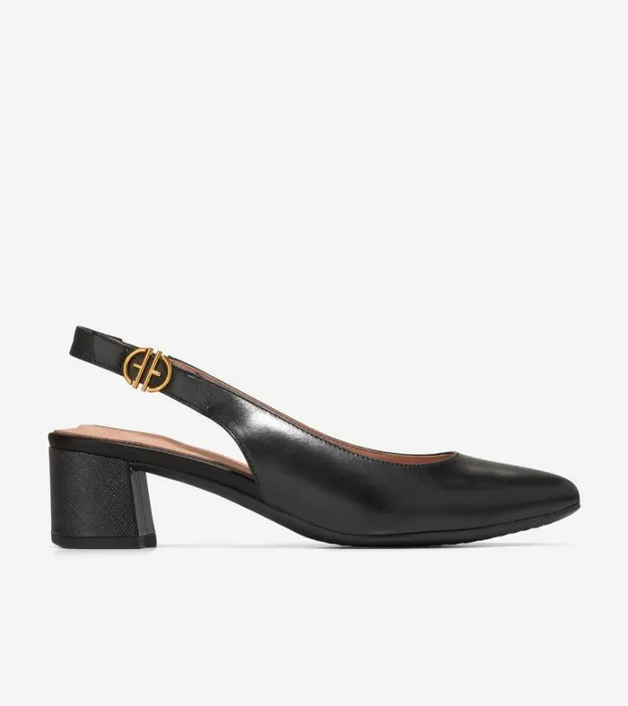 Women Heels and Pumps Cole Haan The GoTo Slingback Pump 45MM Black Leather