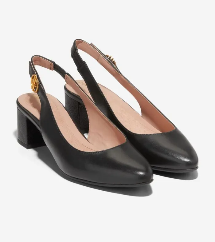 Women Heels and Pumps Cole Haan The GoTo Slingback Pump 45MM Black Leather