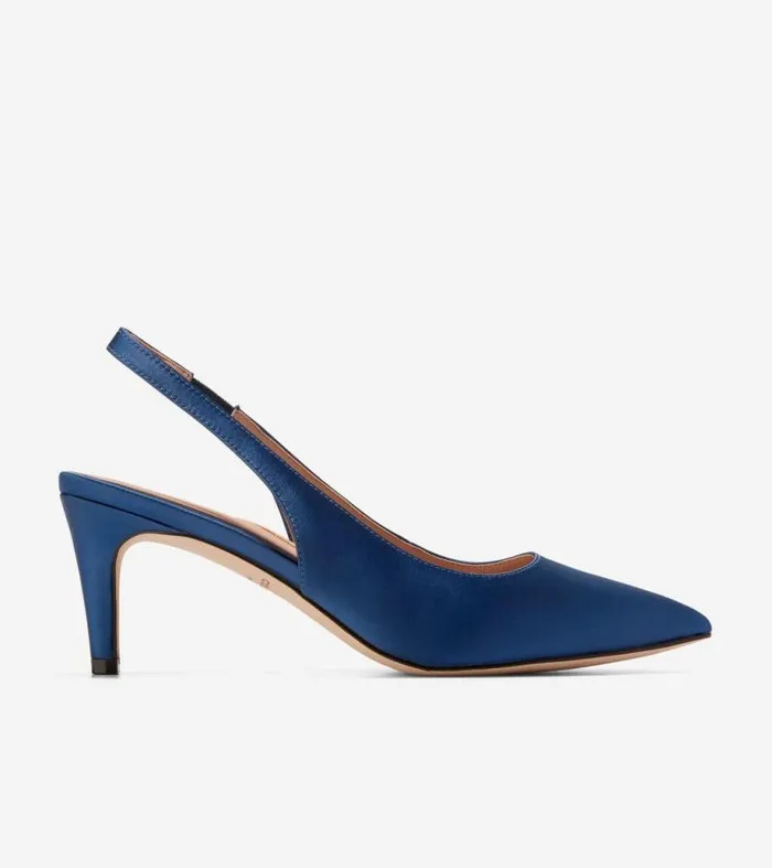 Women Heels and Pumps Cole Haan Vandam Sling Back Pumps Navy Blue