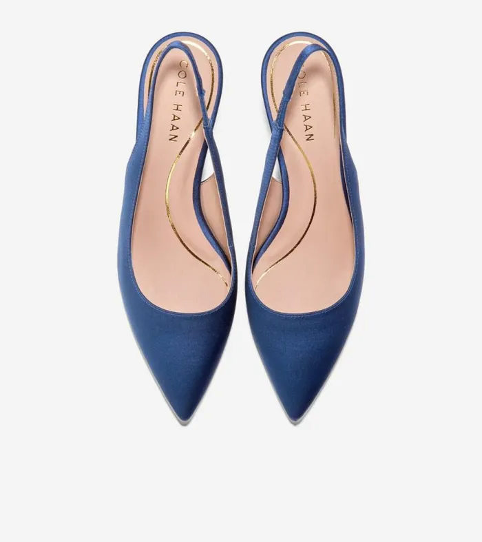 Women Heels and Pumps Cole Haan Vandam Sling Back Pumps Navy Blue