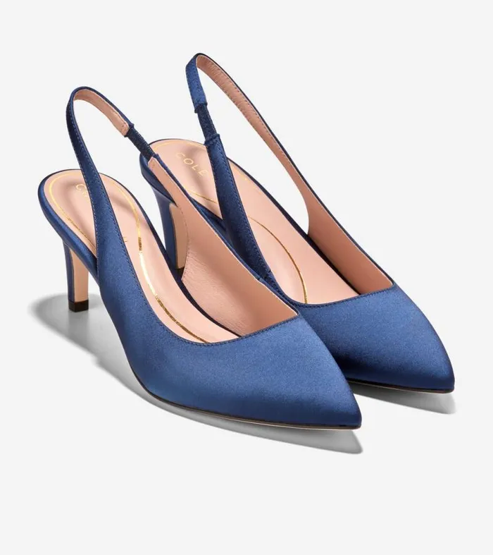 Women Heels and Pumps Cole Haan Vandam Sling Back Pumps Navy Blue
