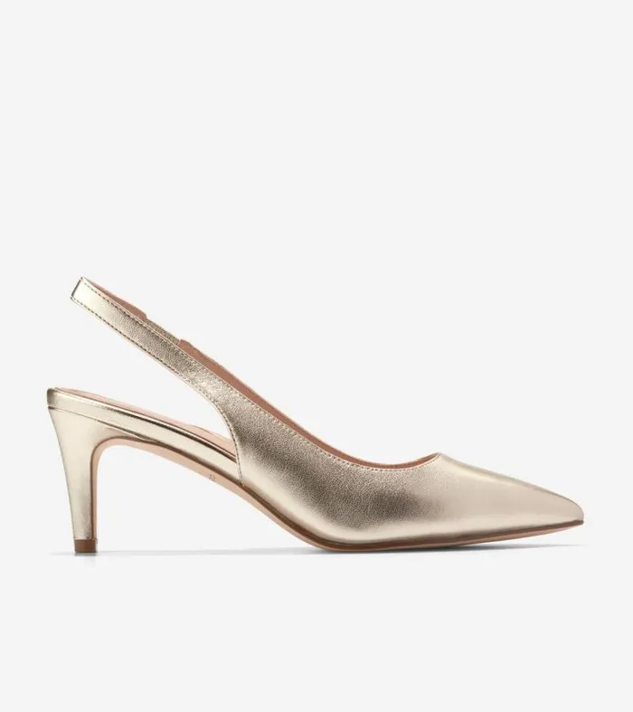 Women Heels and Pumps Cole Haan Vandam Sling Back Pumps Soft Gold