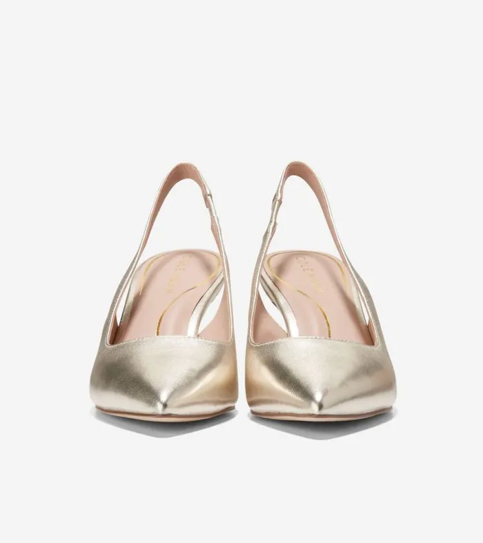 Women Heels and Pumps Cole Haan Vandam Sling Back Pumps Soft Gold