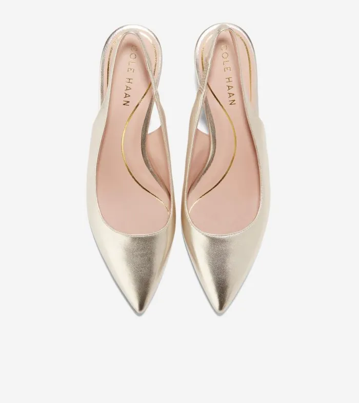Women Heels and Pumps Cole Haan Vandam Sling Back Pumps Soft Gold