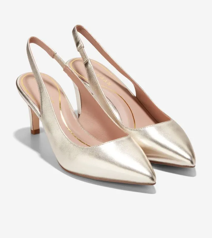 Women Heels and Pumps Cole Haan Vandam Sling Back Pumps Soft Gold