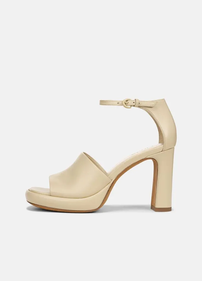 Women Heels Vince Amara Leather Platform Heel Macadamia Beige
