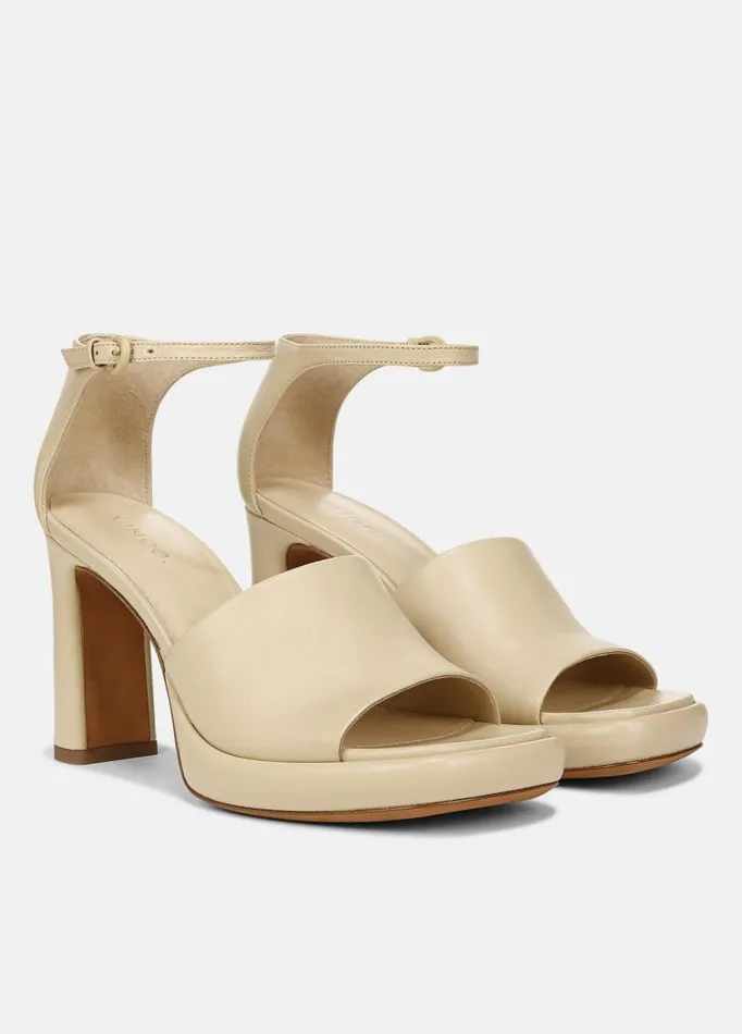 Women Heels Vince Amara Leather Platform Heel Macadamia Beige