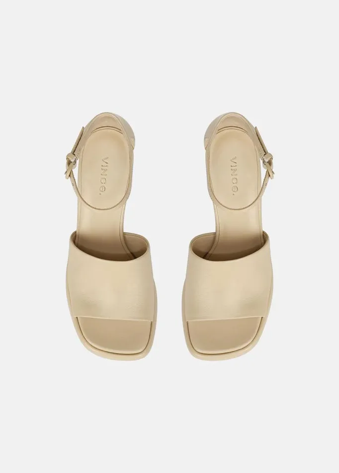 Women Heels Vince Amara Leather Platform Heel Macadamia Beige