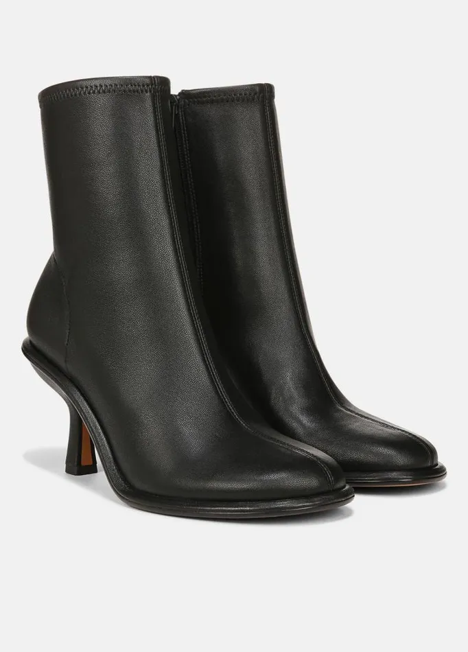 Women Heels Vince Freya Leather Ankle Boot Black