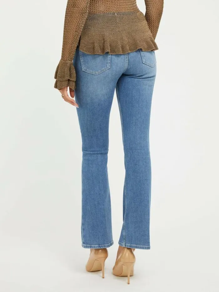 Women High Rise Flare Denim Pant Light Blue Guess Flared And Bootcut