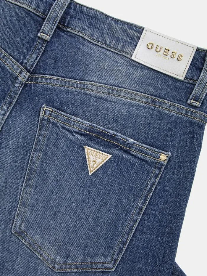 Women High Rise Mom Denim Pant Blue Guess Relaxed