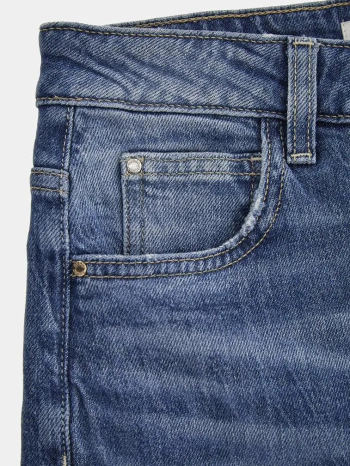 Women High Rise Mom Denim Pant Blue Guess Relaxed