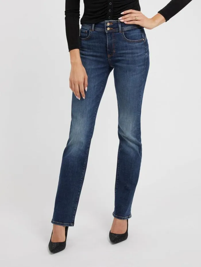 Women High Rise Straight Denim Pant Blue Guess Straight