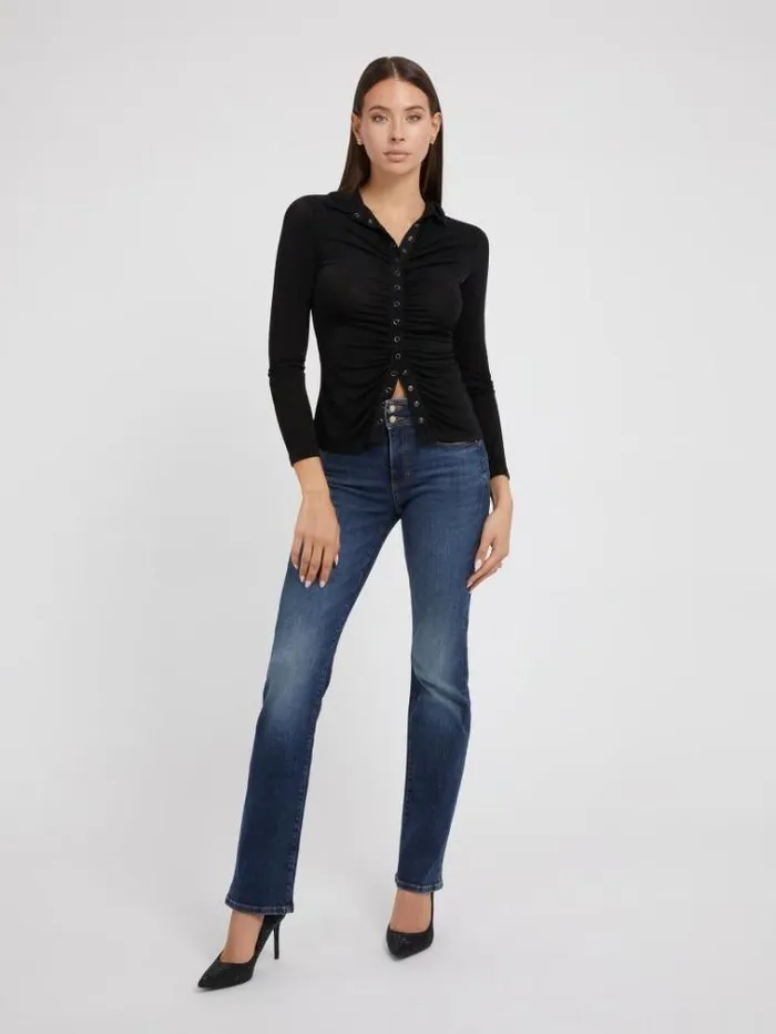 Women High Rise Straight Denim Pant Blue Guess Straight