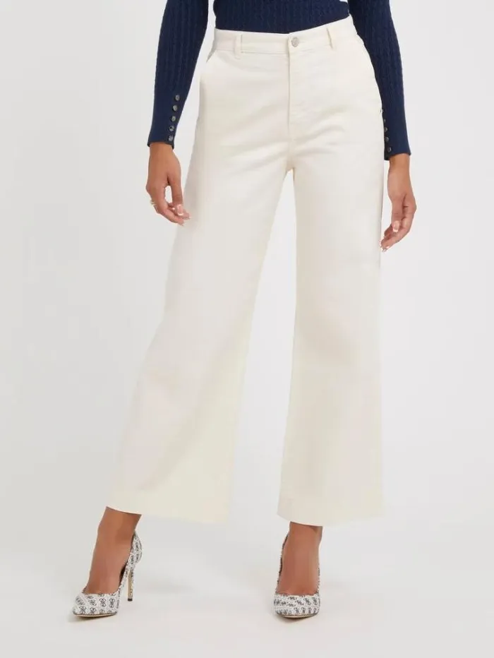 Women High Rise Wide Leg Pant White Guess Trousers