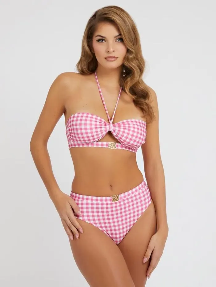 Women High Waist Brief Bikini Bottom Multi Pink Guess Beachwear