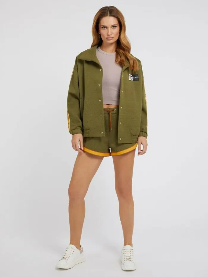 Women Honeycomb Bomber Jacket Green Guess Coats And Jackets