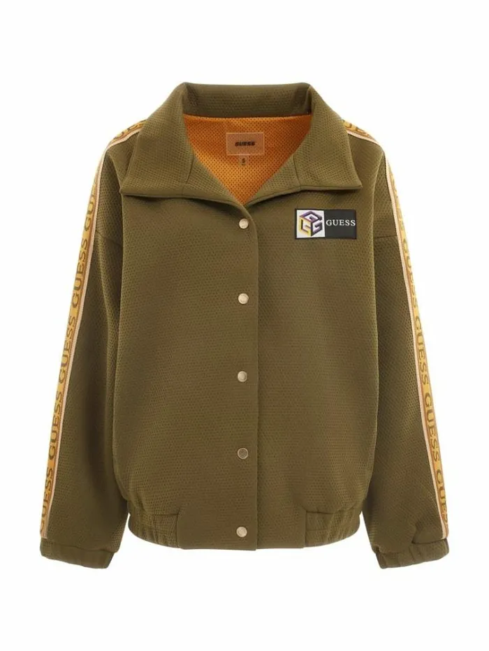 Women Honeycomb Bomber Jacket Green Guess Coats And Jackets