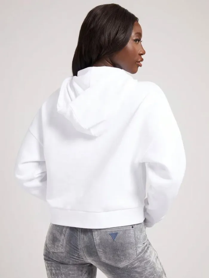 Women Icon Logo Hoodie Sweatshirt White Guess Knitwear And Sweatshirts