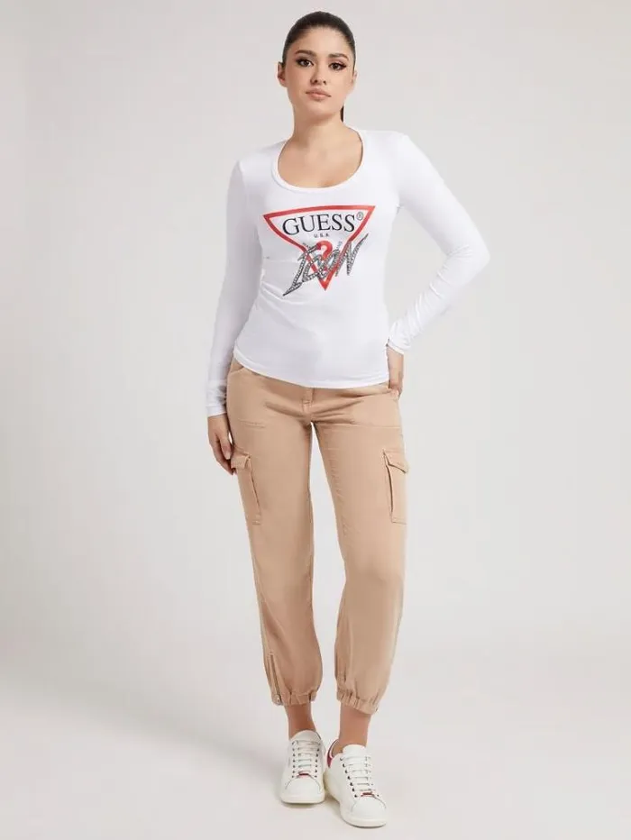 Women Icon Logo Tshirt White Guess Tshirts