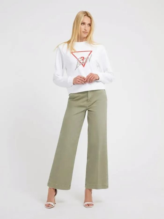 Women Icon Triangle Logo Sweatshirt White Guess Knitwear And Sweatshirts