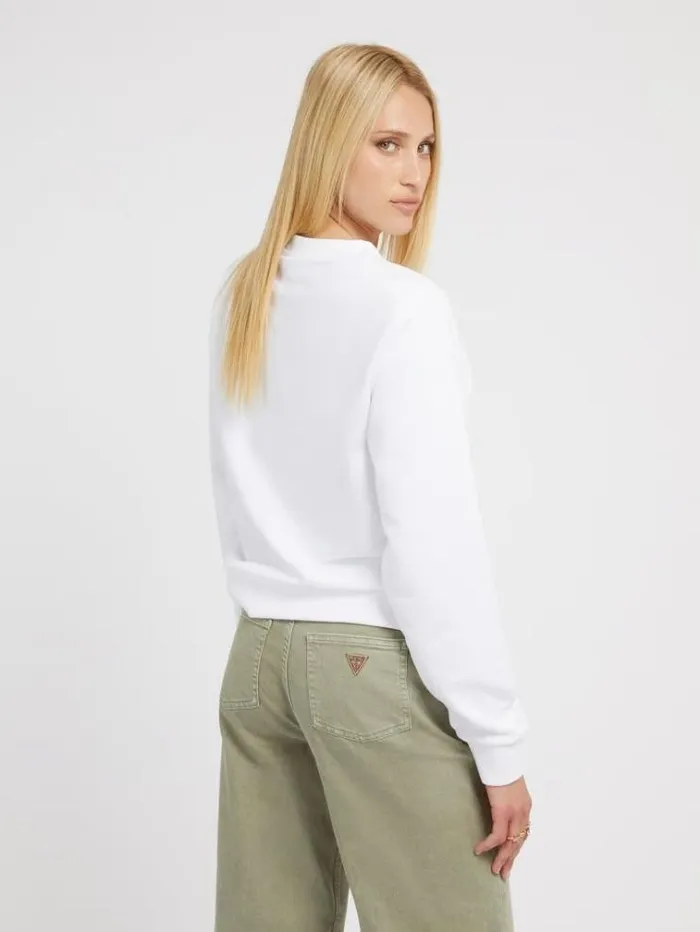 Women Icon Triangle Logo Sweatshirt White Guess Knitwear And Sweatshirts