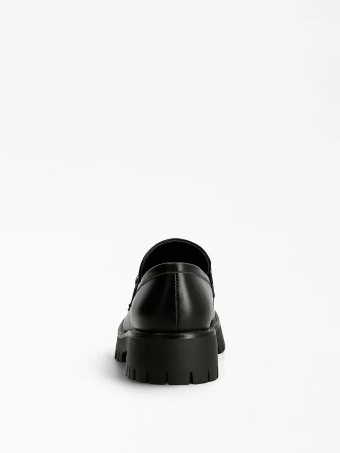 Women Ilary Real Leather Loafer Black Guess Flat Shoes