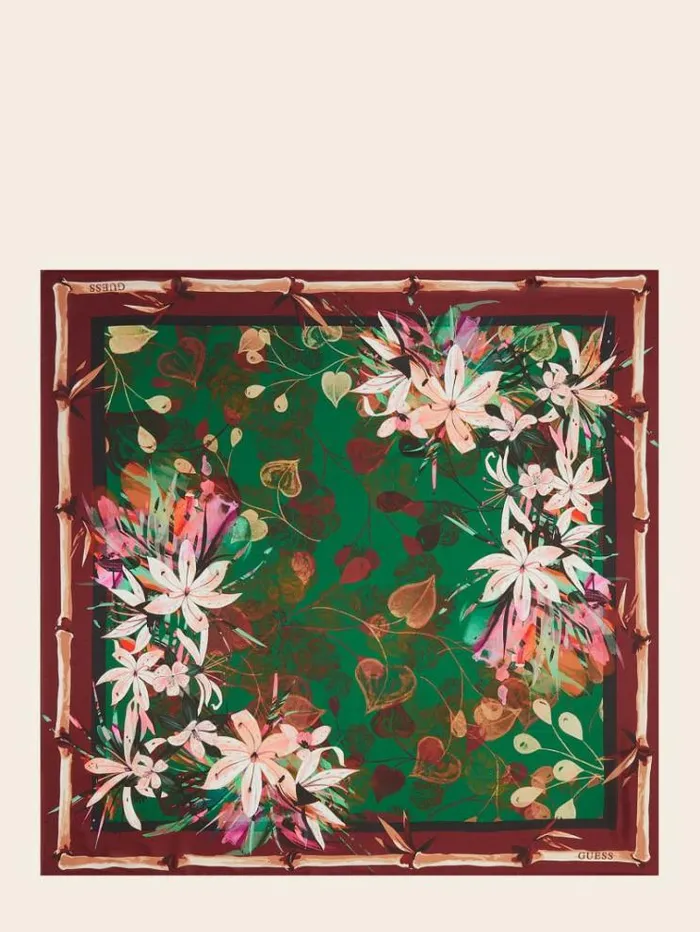 Women Iris Floralprint Foulard Floral Red Guess Scarves And Foulards
